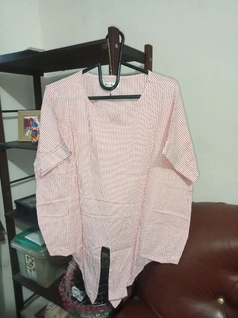 atasan kemeja crop tali stripe #023 photo 1