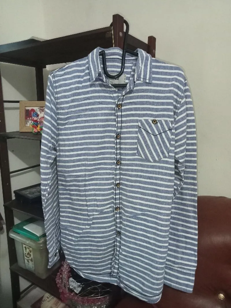 atasan kemeja stripe biru #032 photo 1