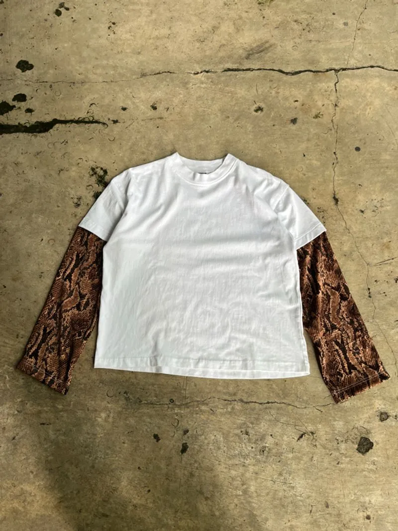 Layered Snakeprint White Tshirt photo 1