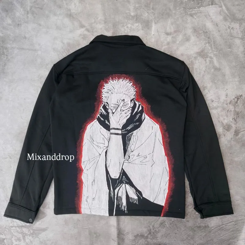 1on1 RYOMEN SUKUNA Work Jacket Rework Handmade Painted photo 1