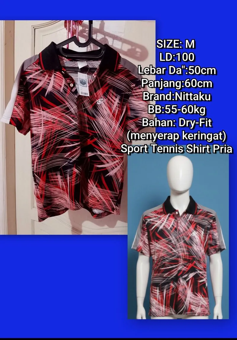 Kaos Polo Dry-Fit Tennis Pria Nittaku Size M photo 1