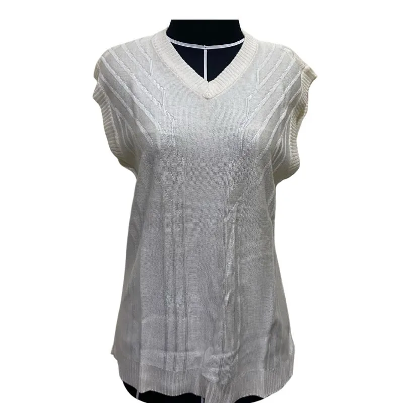 Streetwear Casual Vest Wanita cream photo 1