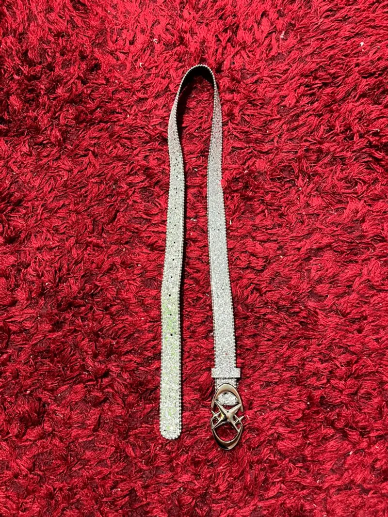 y2k belt rhinestone silver photo 1