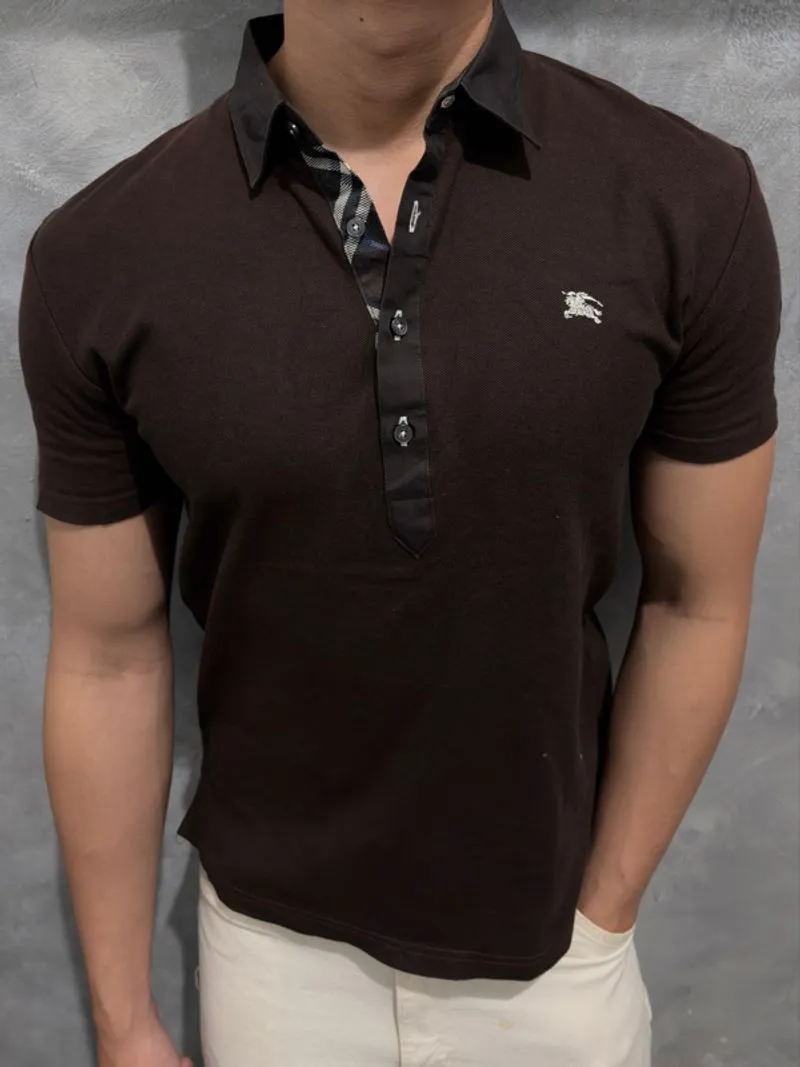 Vintage Y2K Burberry Brown Polo Shirt Luxury photo 1