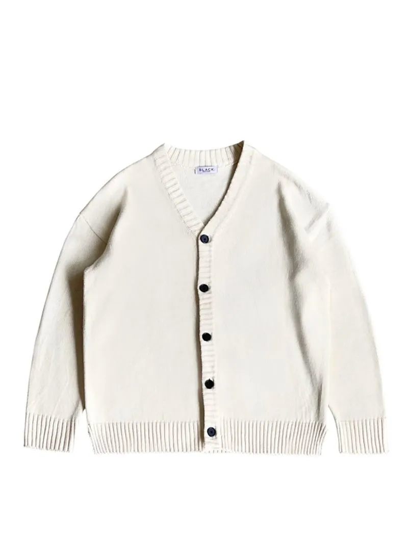 Black heavyweight knitted cardigan ivory cream kardigan knit photo 1
