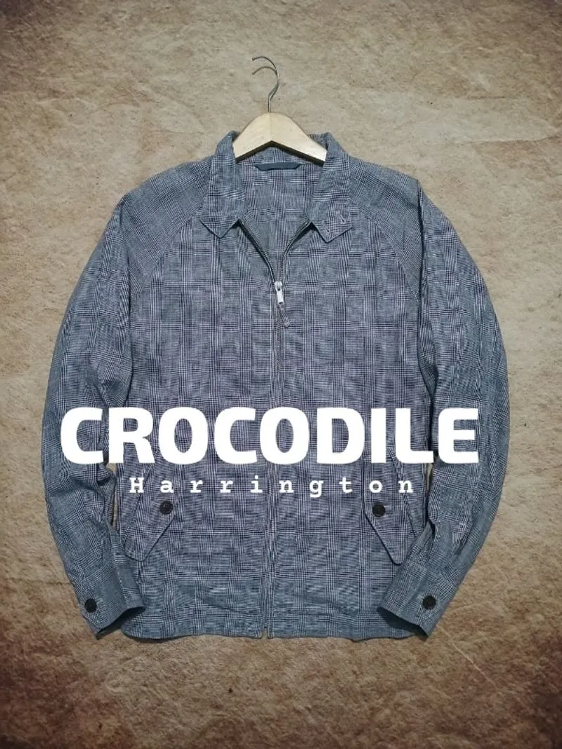Crocodile jaket harrington tartan second thrift original photo 1