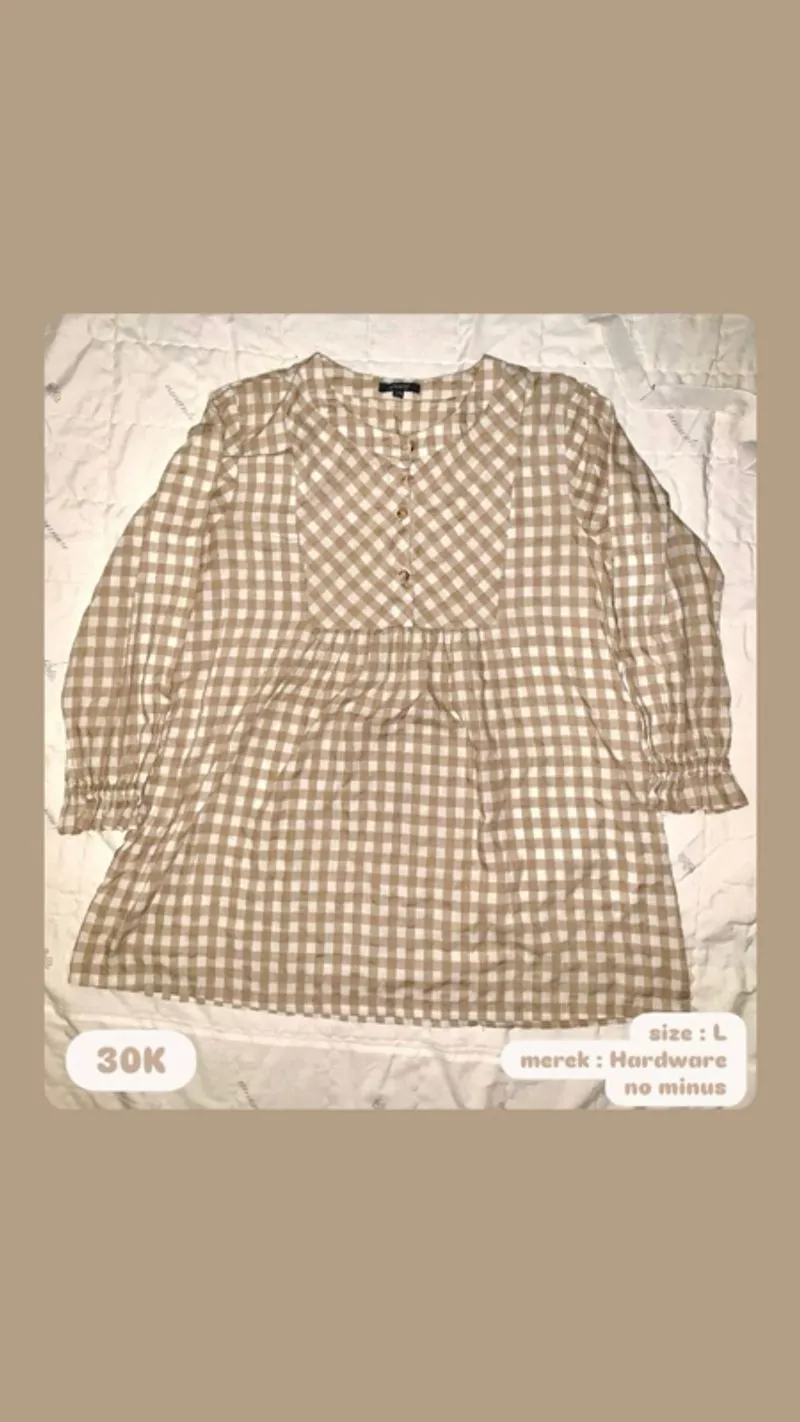 blouse kotak-kotak coklat photo 1