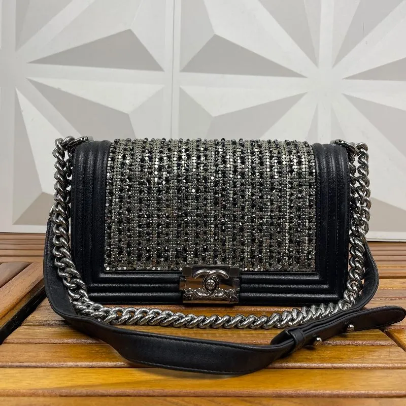 Chanel Boy Embellished Flap Bag Black photo 1
