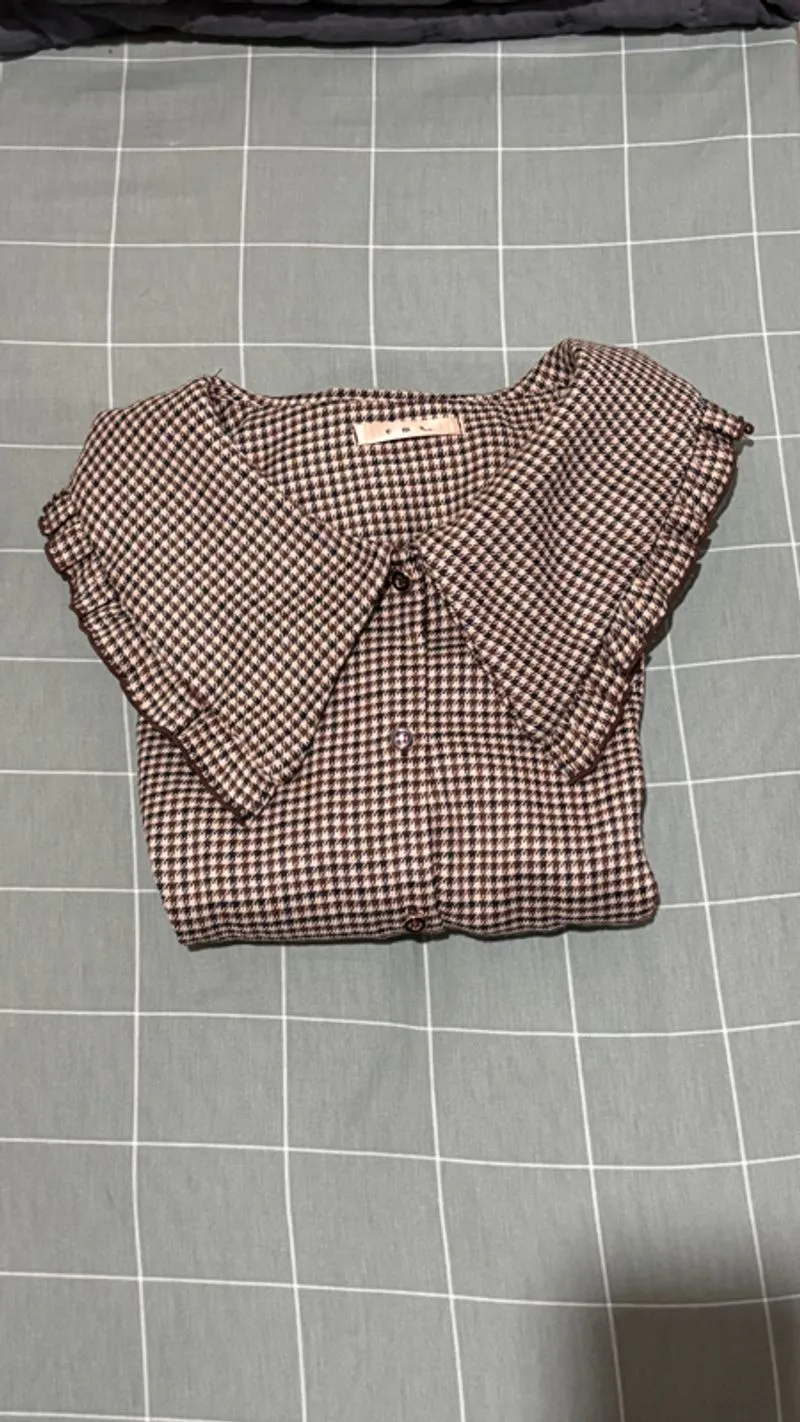 Kemeja Coklat Kerah Sailor Lengan Panjang (nego tipis) photo 1