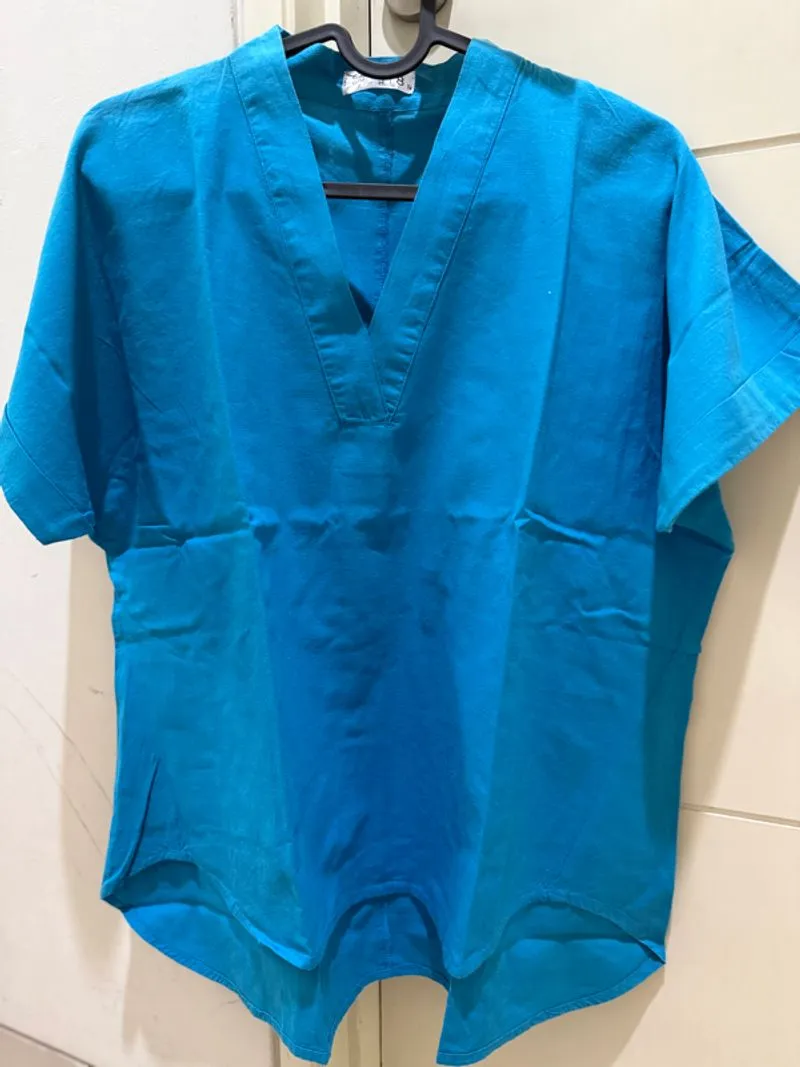 Baju biru linen polos fashi8n photo 1