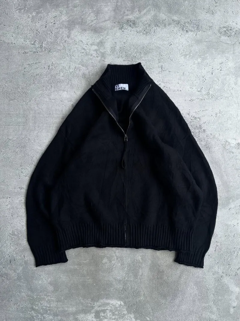 Yi Shen knitwear basic full zipper sweater vintage photo 1