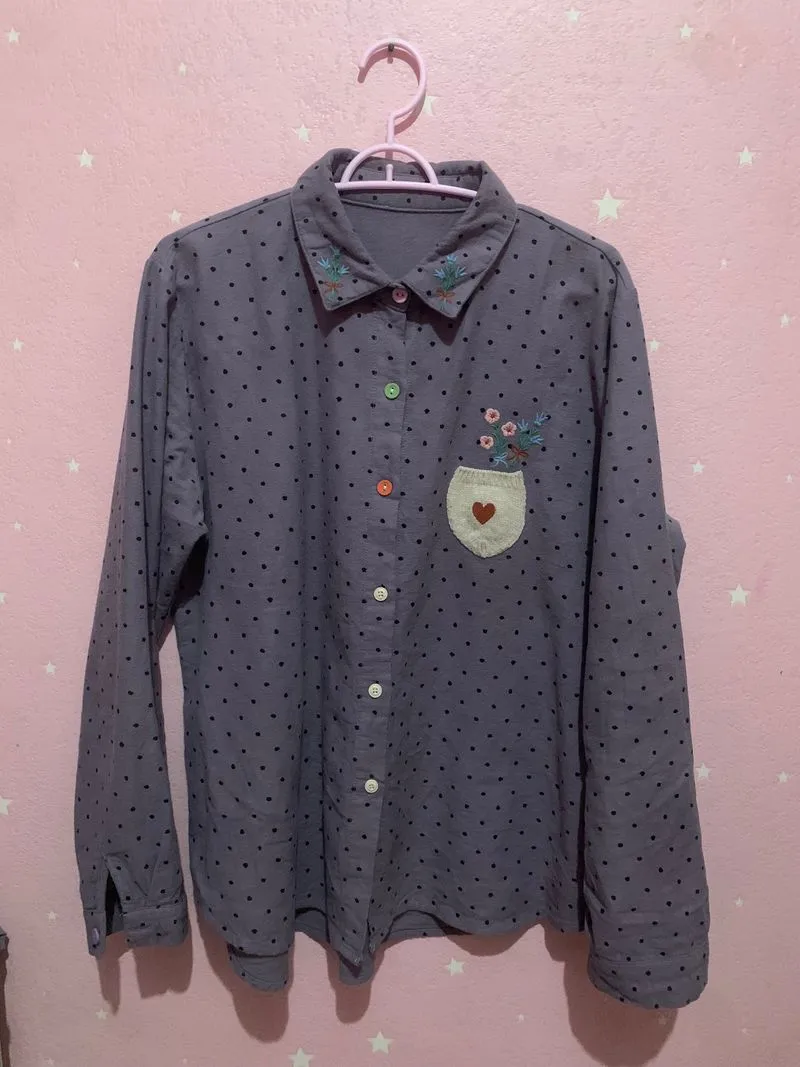 Vintage Minimalist Blouse Wanita purple photo 1