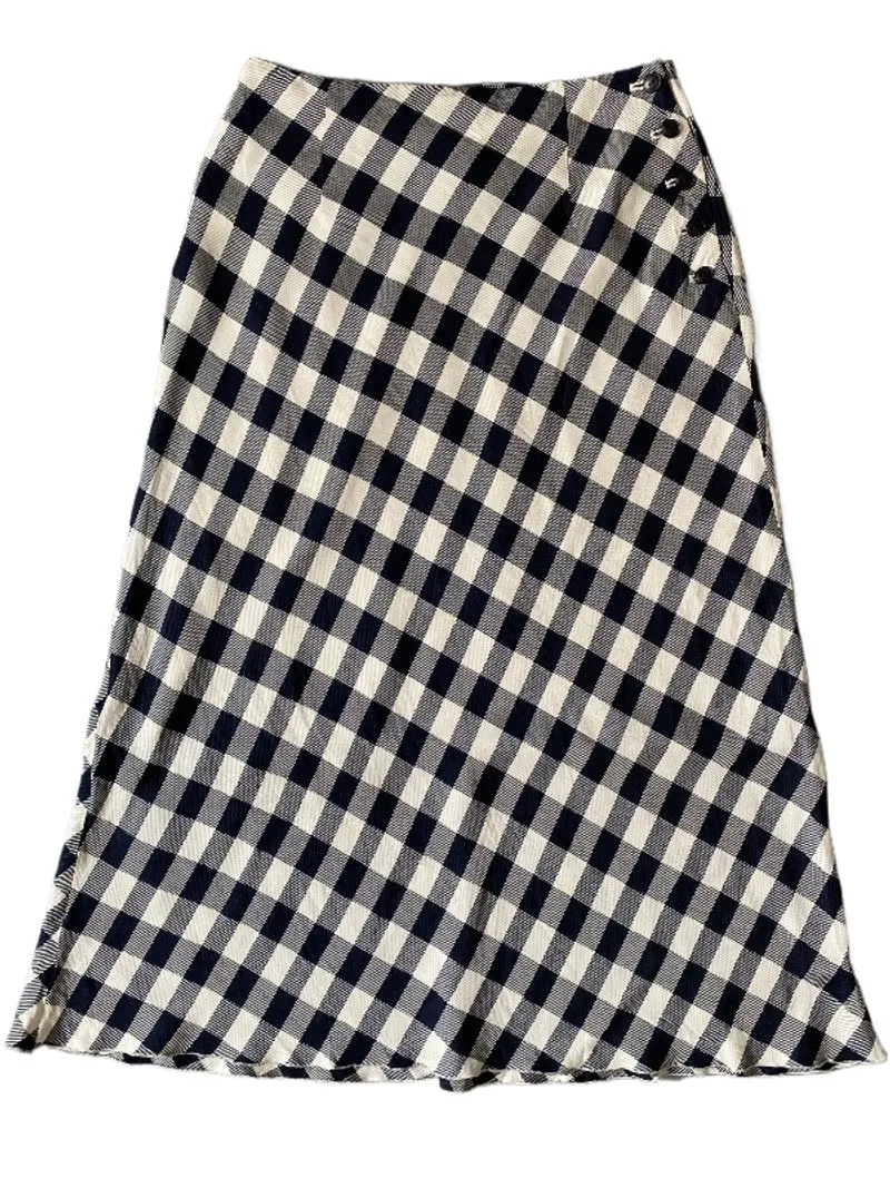 navy white plaid skirt photo 1