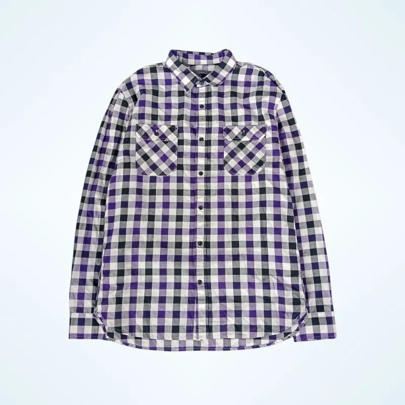 KEMEJA GIORDANO KOTAK-KOTAK LENGAN PANJANG DOUBLE POCKET XL photo 1