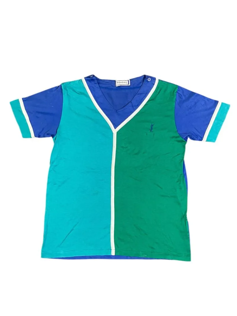 YSL Yves Saint Laurent V Neck Multicolor Kaos Luxury photo 1