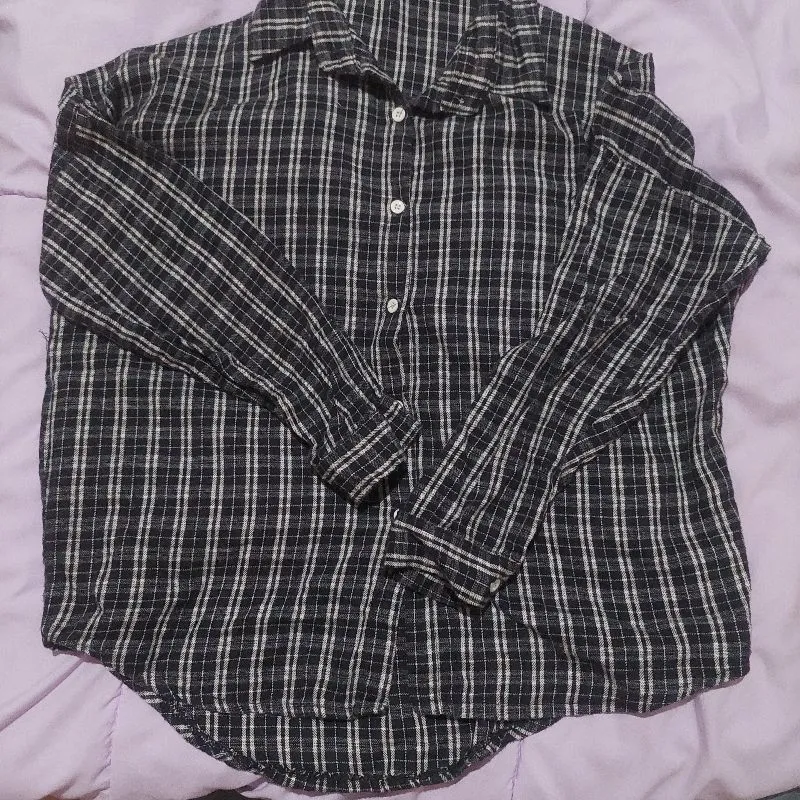 Kemeja hitam black shirt number 61 atasan lengan panjang photo 1