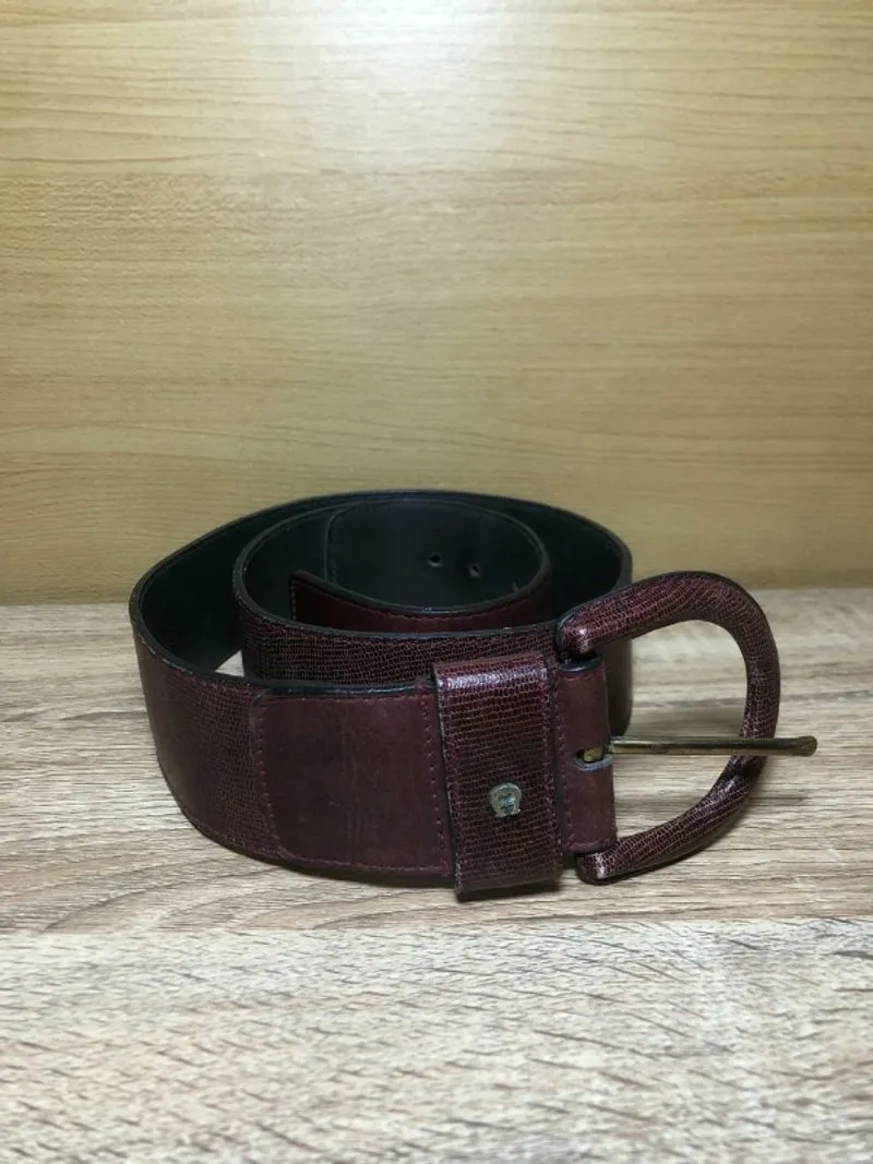 Aigner Leather Belt Maroon Auth photo 1