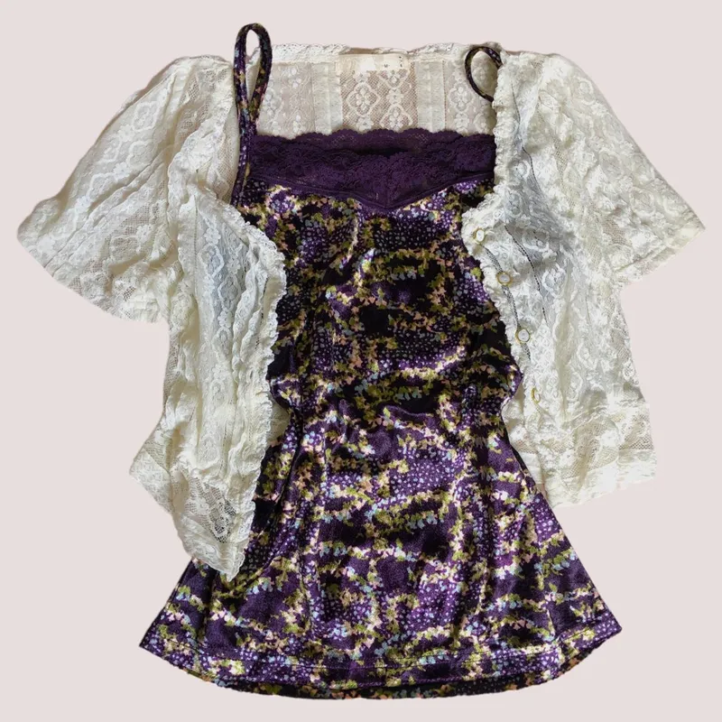 Cami top Wanita purple white photo 1
