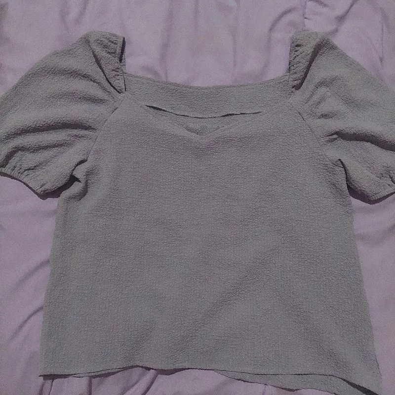 blouse crop top lilac ungu purple girly coquette korean look photo 1