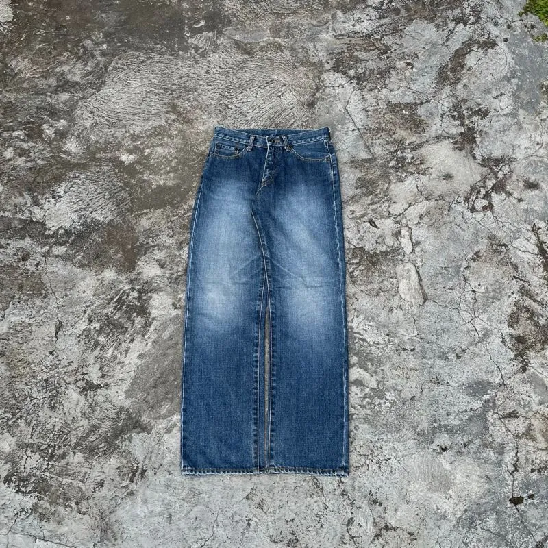 Celana pankang uni blue washed jeans photo 1