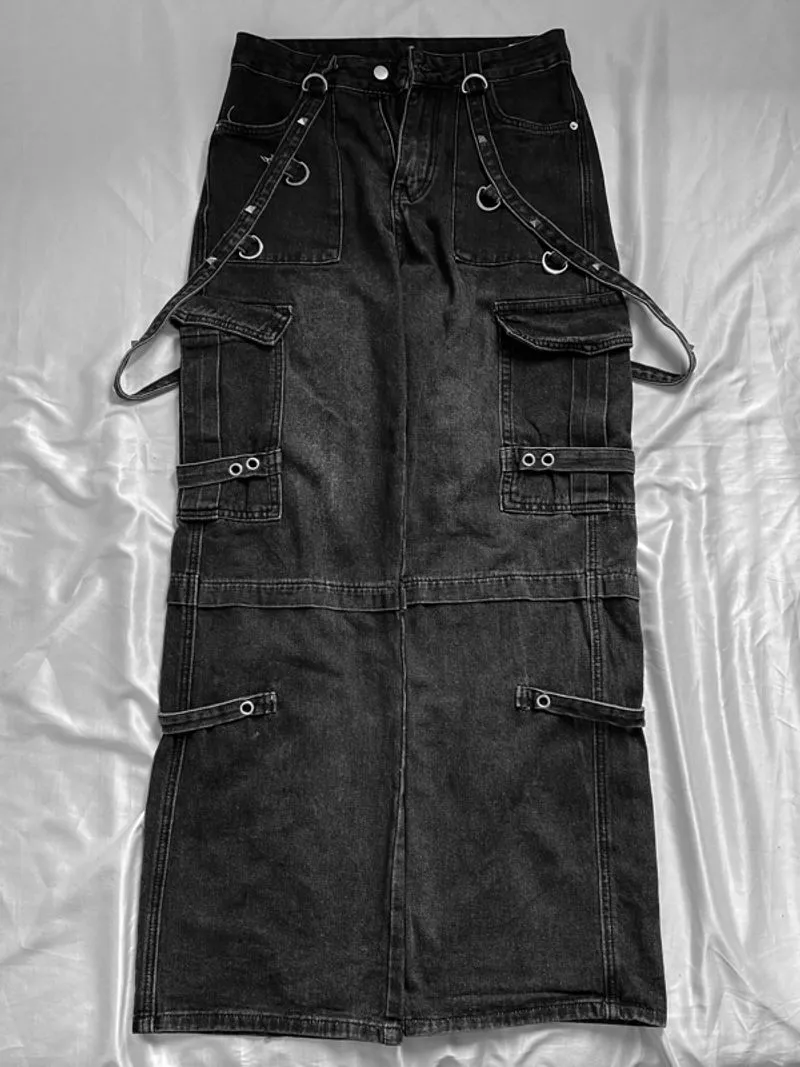 romwe baggy cargo jeans bondage tripp nyc y2k grunge emo alt photo 1