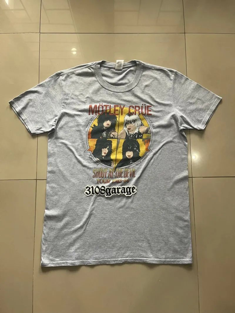 T-shirt tee Motley Crue grey gildan sz L used good cond kaos photo 1