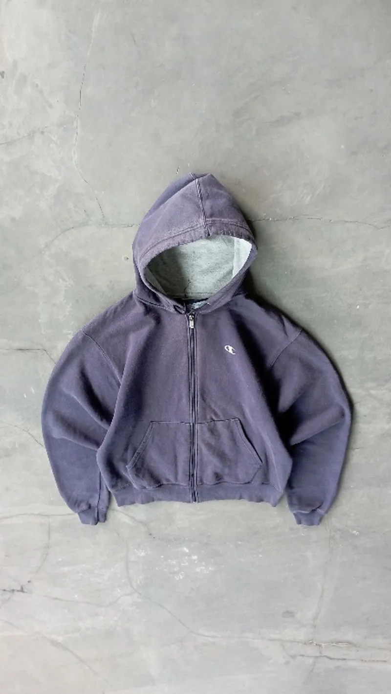 Vintage Champion Eco Faded Navy Zip Up Hoodie Boxy photo 1