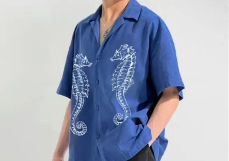 T-shirt Oversize linen, Seahorses photo 1