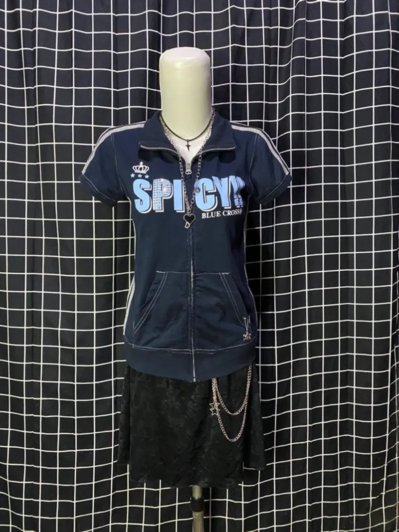 y2k blue cross track jacket photo 1