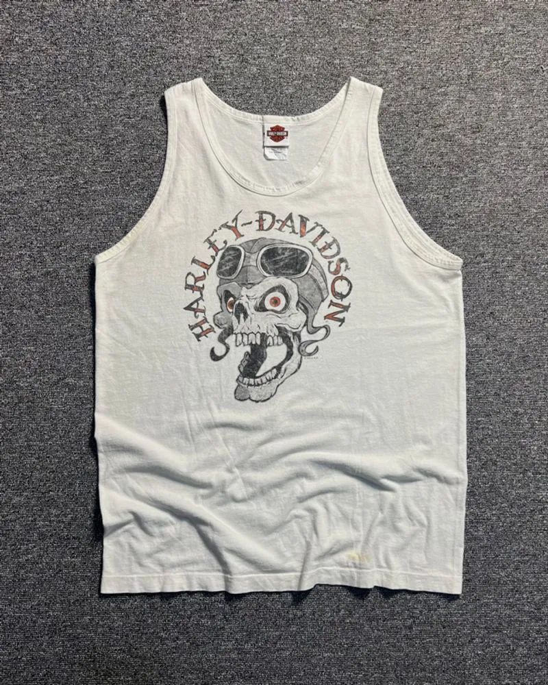 ©2012 Harley Davidson "Willie G" Skull white tanktop photo 1