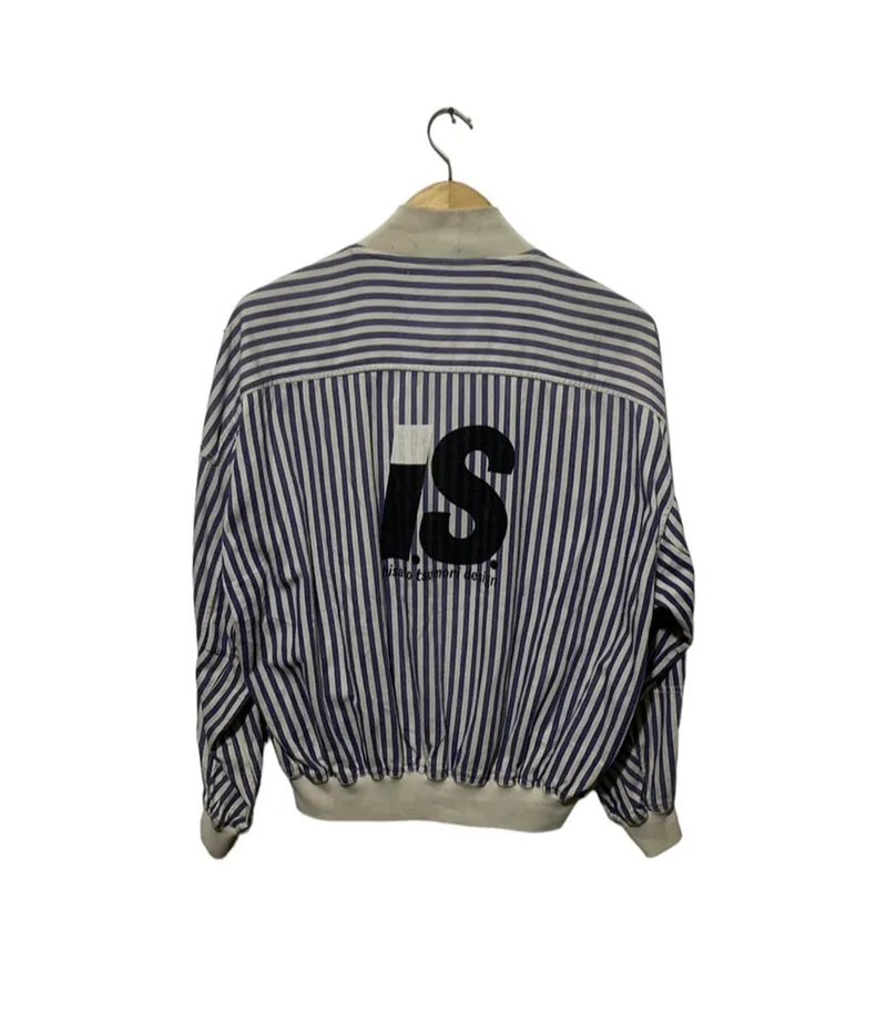 Issey Miyake Vintage Avant Garde Bomber jacket Pria white blue