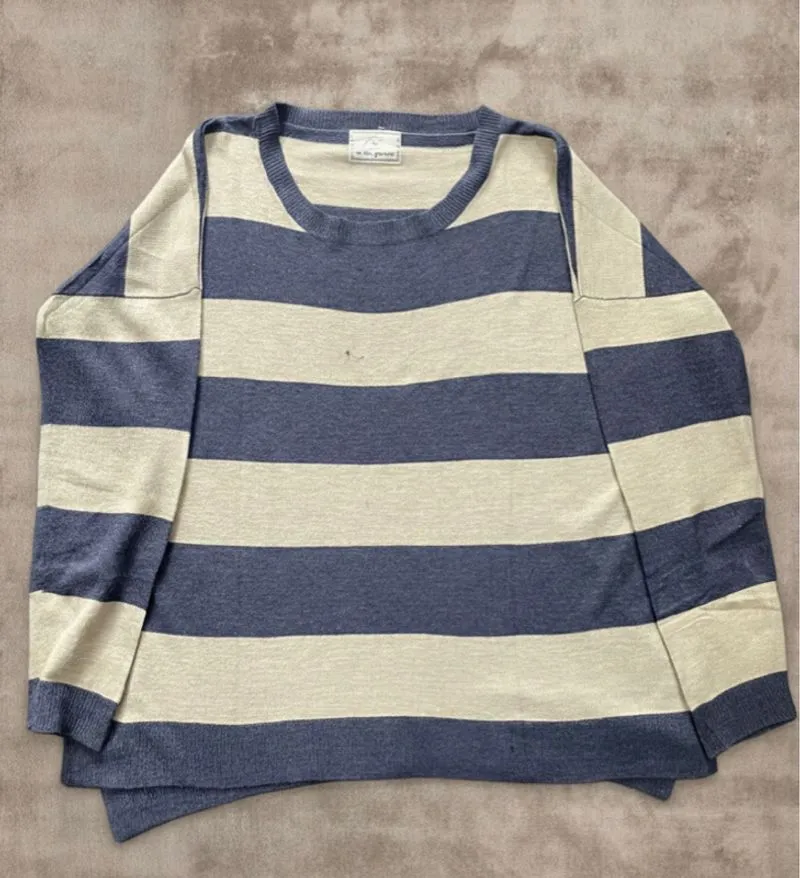 Striped Knit Navy Cream Unisex | Casual Oversize Look photo 1