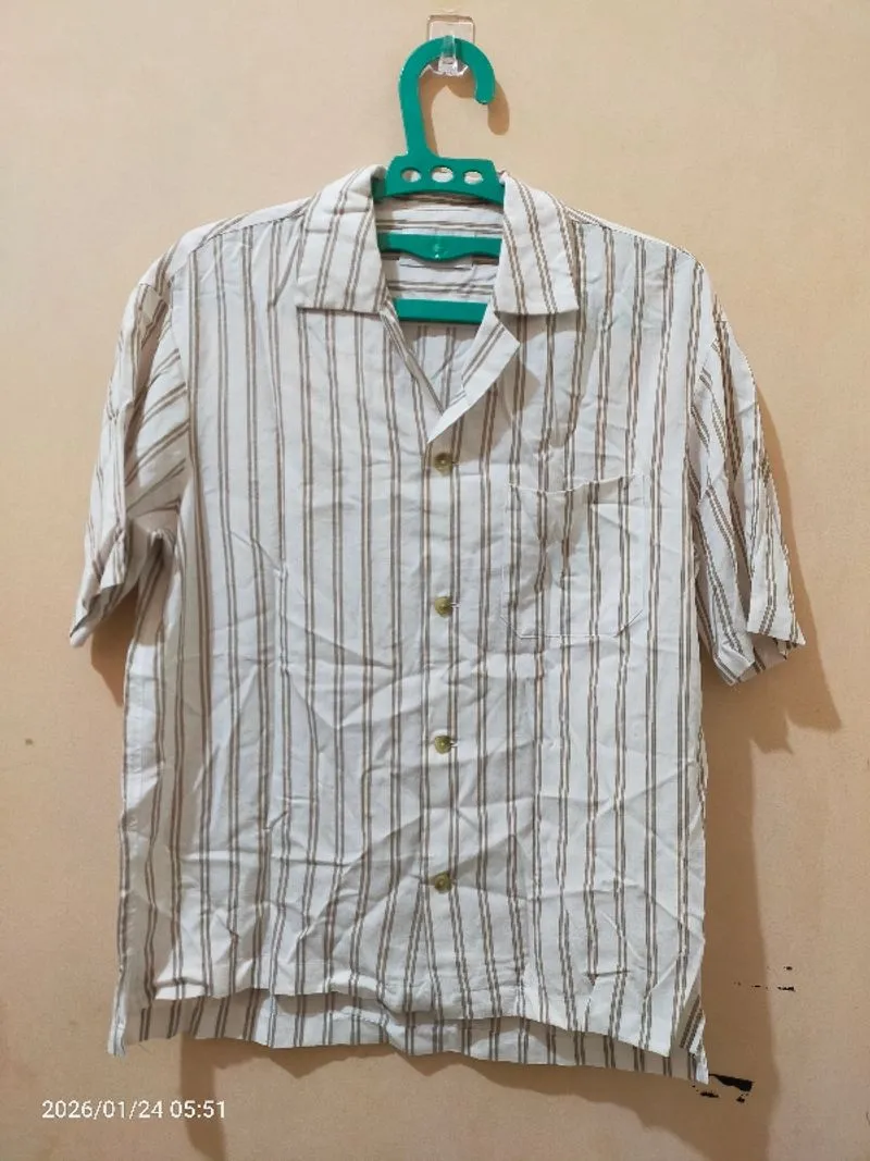 Kemeja Putih Stripes Coklat STUDIOUS (Tokyo Product) photo 1