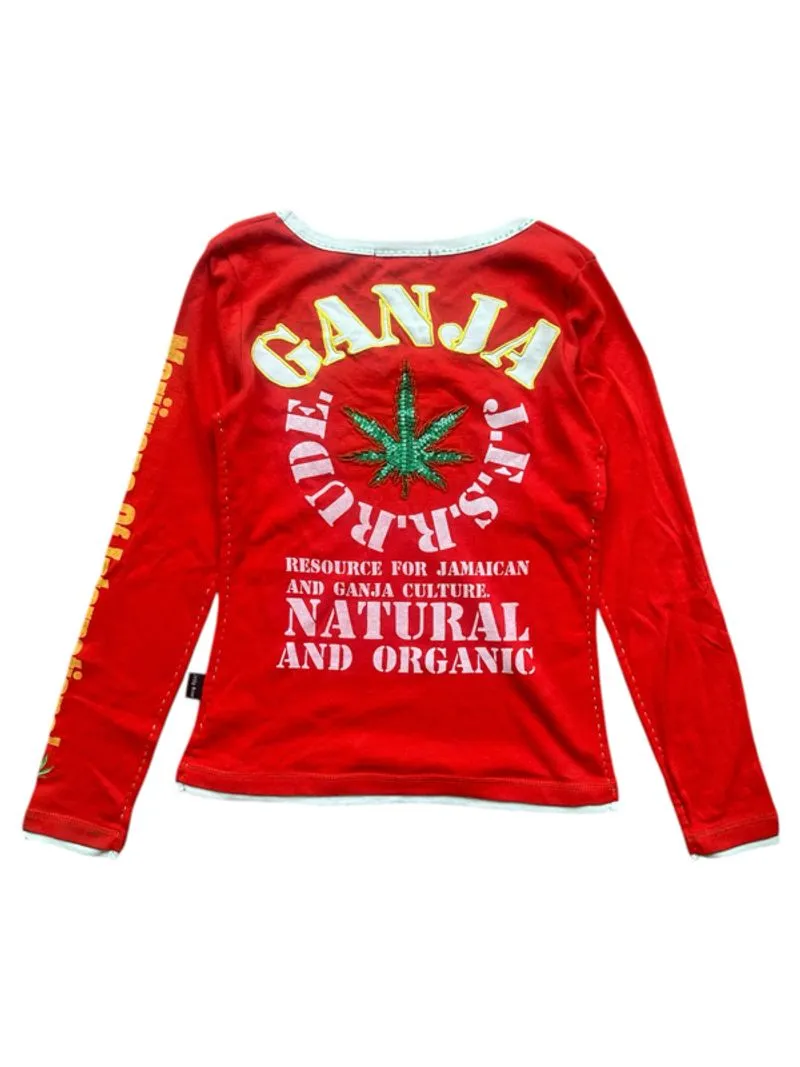 vintage Y2K “Ganja/Weed” long sleeve grunge baby tee photo 1