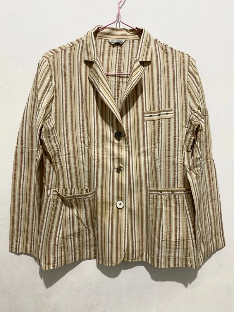 STIPED BLAZER YELLOW-MOCCA | WARNA ASLINYA KAYA DI SLIDE 2 Y photo 1