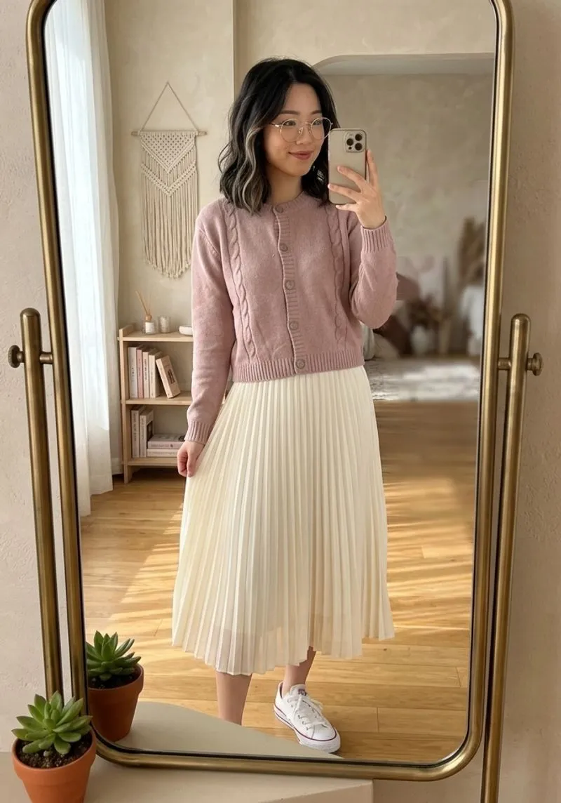 Cardigan Dusty Pink SPAO Crop photo 1