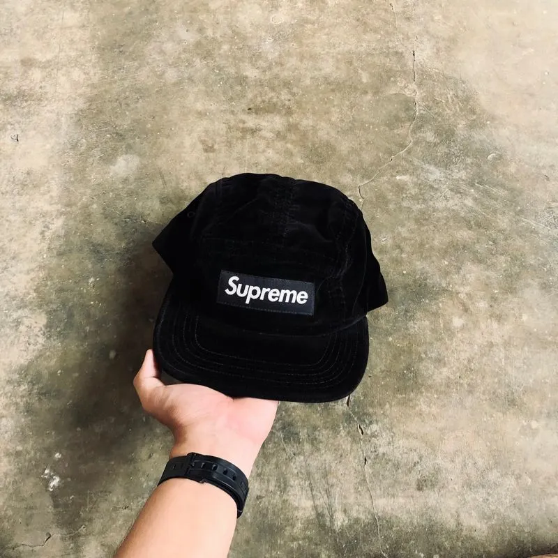 Supreme Box Logo Camp Cap Velvet Black photo 1