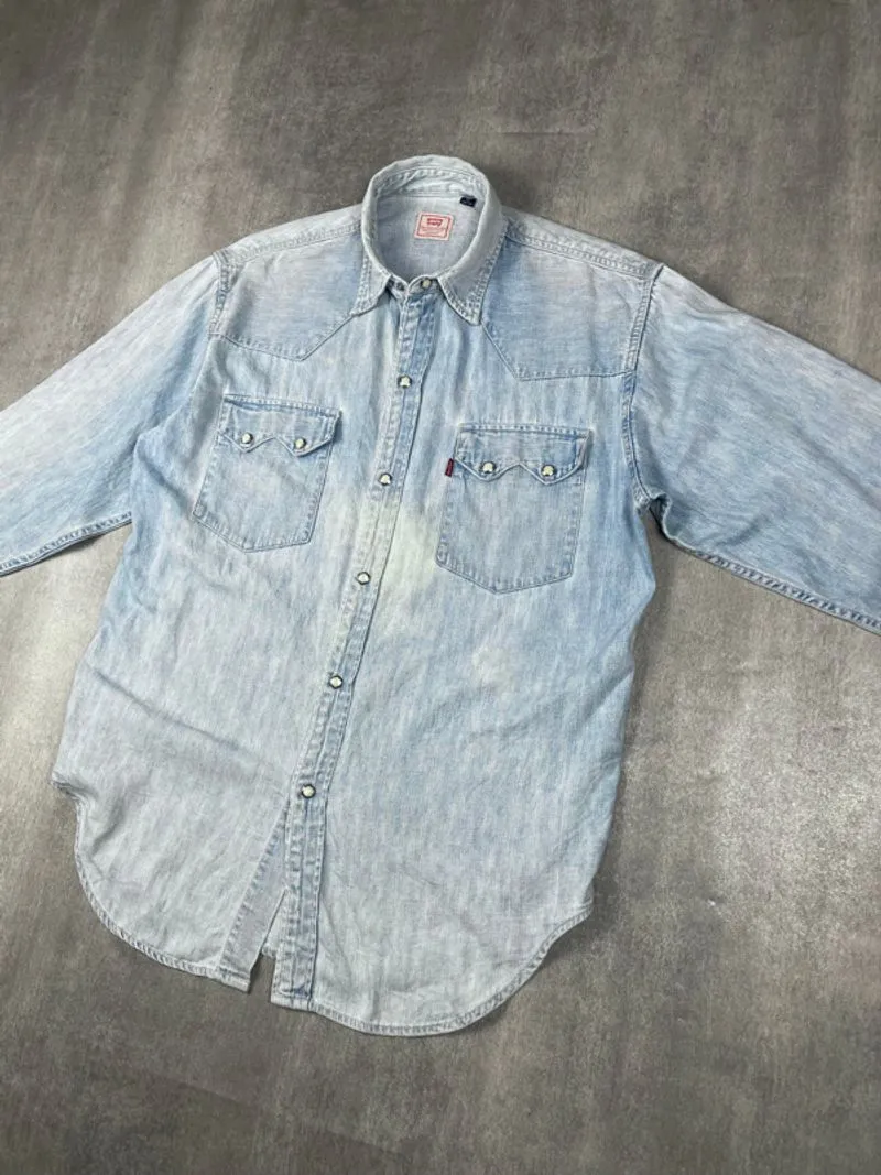 LEVIS 90’s SAWTOOTH DENIM WESTERN SHIRT  BUTTON GRIPPER photo 1