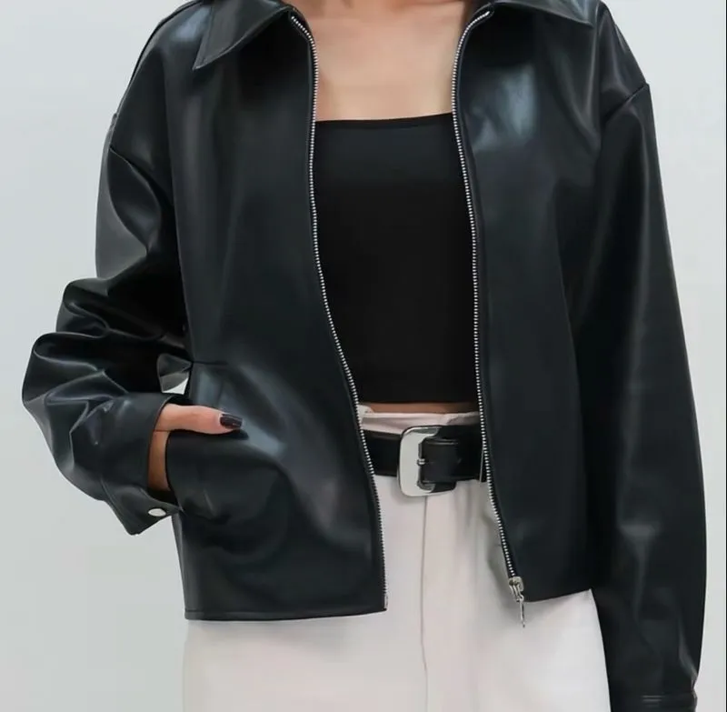 Leather Jacket hitam  photo 1