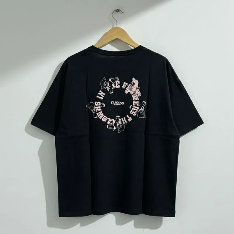 Korean Boxy Oversize Graphic Motifs Printed Tee photo 1