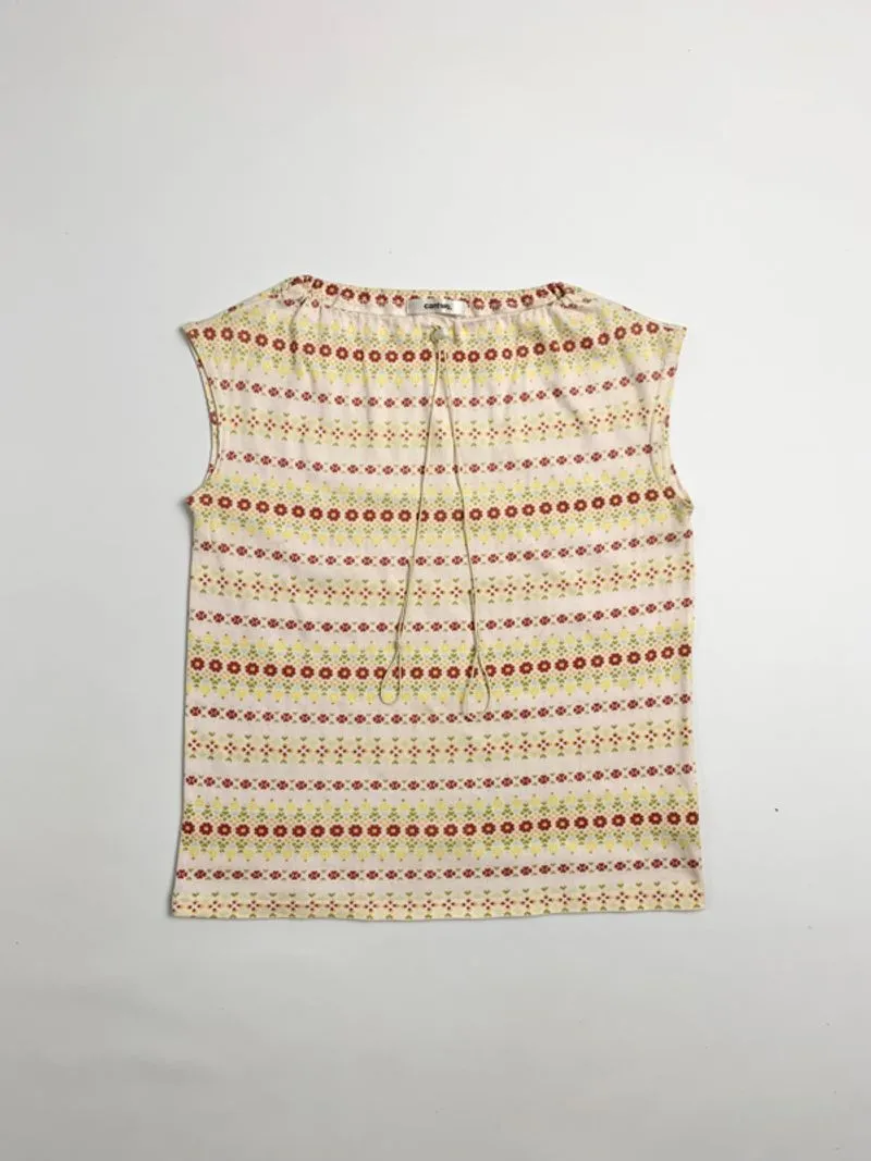 Y2k cantwo Sleeveless Tshirt Navajo Flower Graphic photo 1