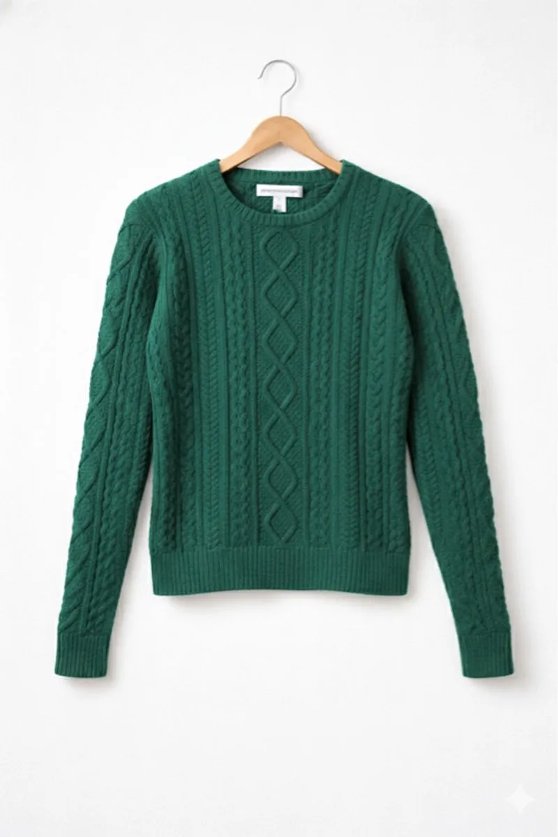 Sweater Amazon Essentials Emerald Green Cableknit Rajut Pria photo 1