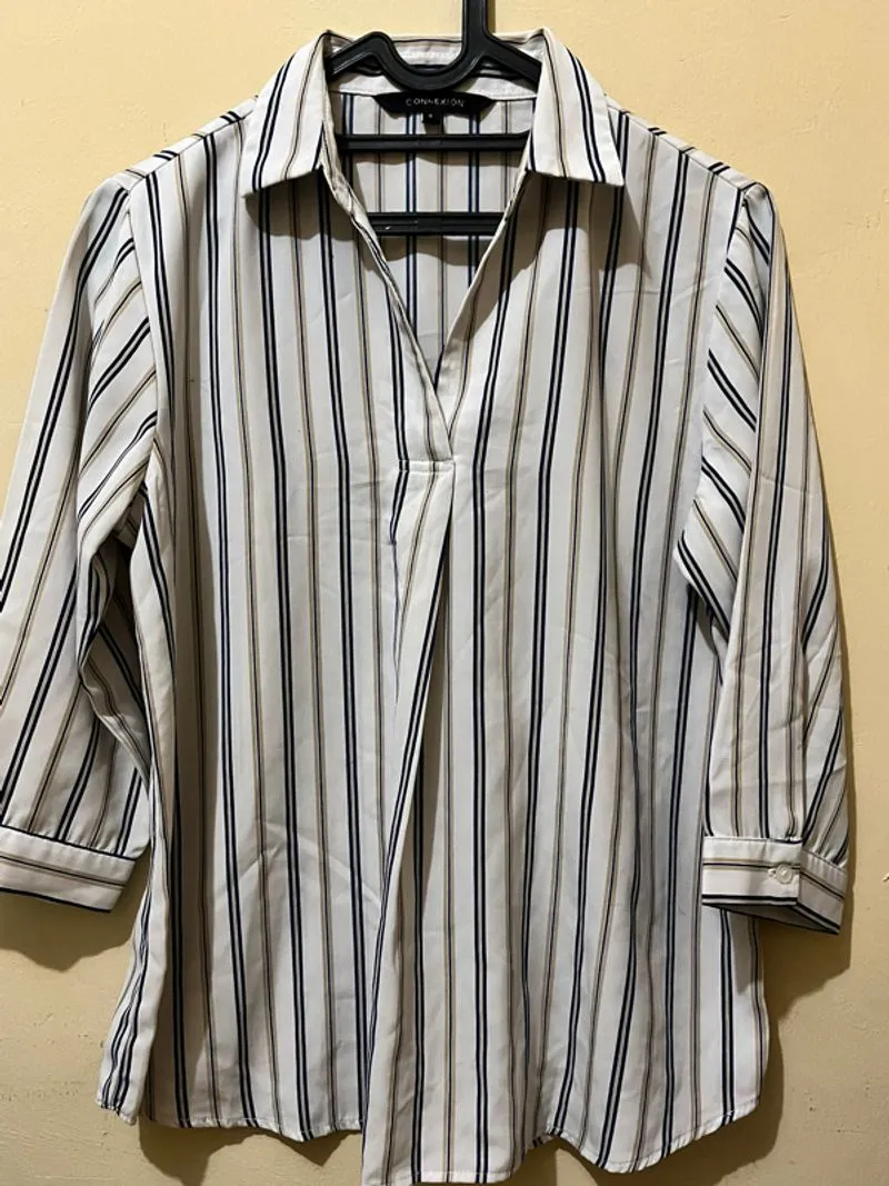 Kemeja Salur Putih-Connexion photo 1