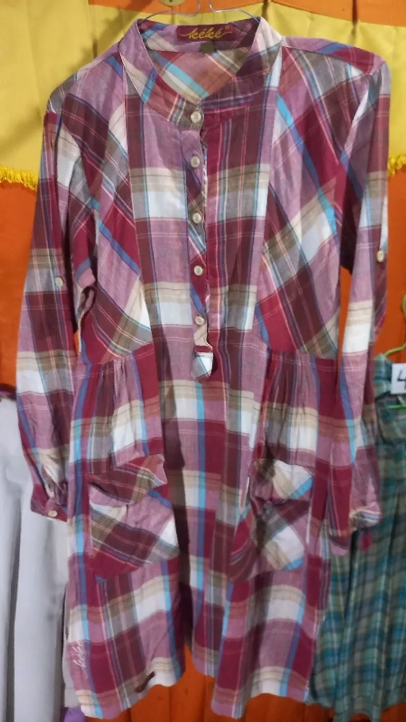 Kemeja tunik kotak marun  photo 1