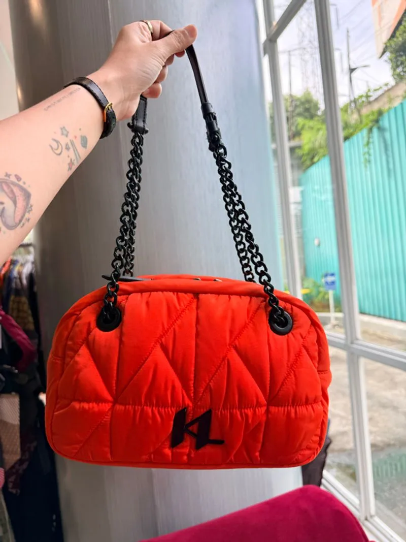 karl lagerfeld quilted chain bag (orange/black) 🧡 photo 1