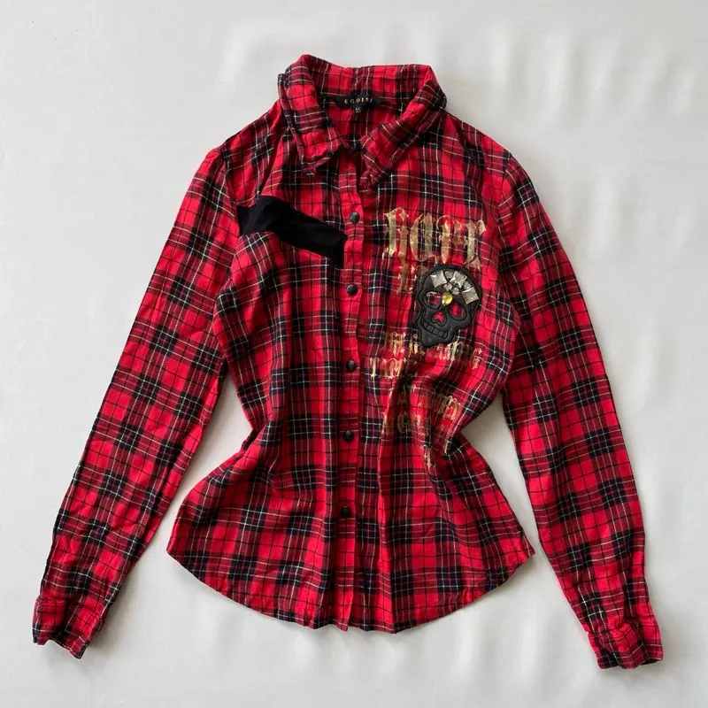 Egoist Shirt Longsleeve Tartan Skull photo 1