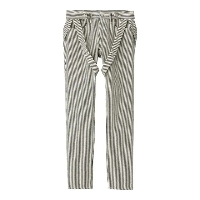 KIM JONES X GU STRIPE DETACHABLE SUSPENDER PANTS photo 1