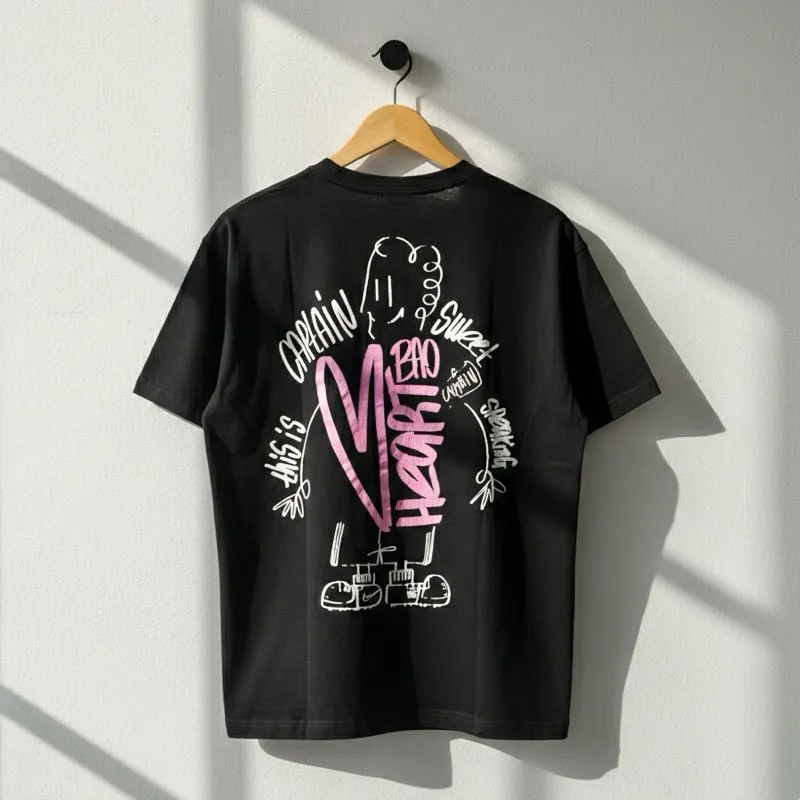 Korean Streetwear Boxy Oversized Printed Motifs Tee  photo 1