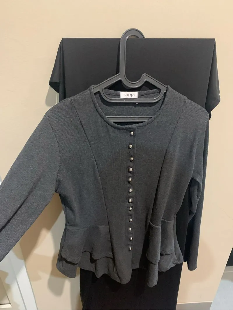 Dark grey (charcoal) cardigan/ top photo 1