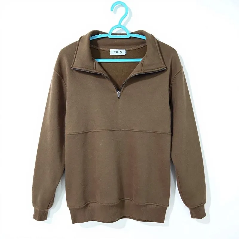 FRIO Half Zip Sweatshirt | Size L Brown photo 1